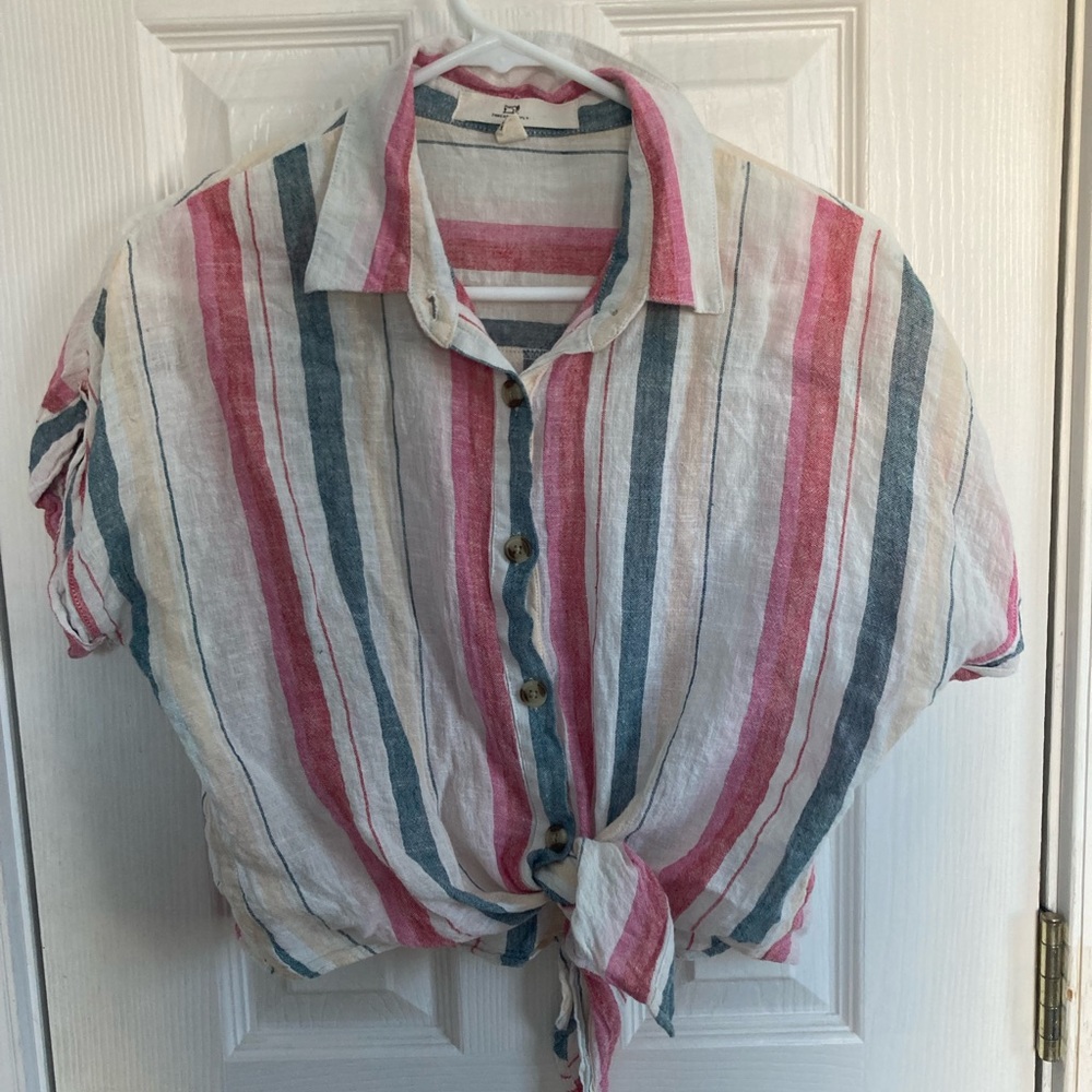striped button down shirt